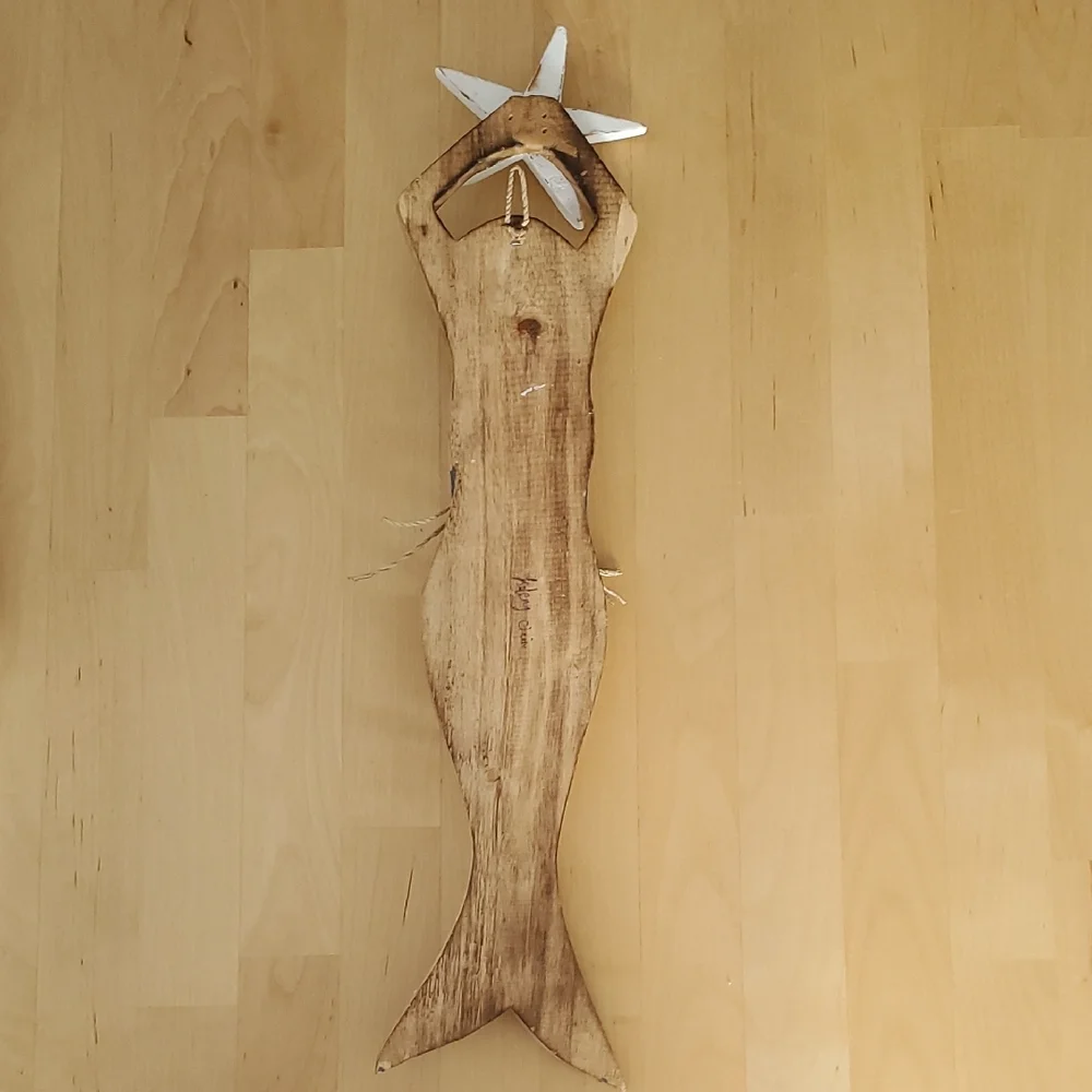 Nautical Mermaid Wall Décor Set Seashell Canvas Coastal Room Accents - Picture 7 of 11